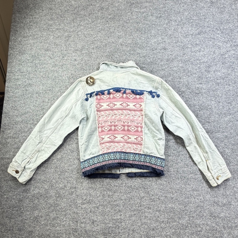 Denimland Paris Collection Jacket Distressed Collar Southwestern Tribal - Small - Picture 2 of 11